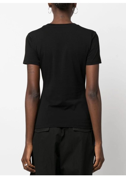 Bisiklet Yaka Baskılı Siyah Kadın T-Shirt 75PAHF03 fırsatları