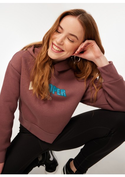 Kapüşon Yaka Gül Kurusu Kadın Sweatshırt 241 Lcf 241008 Zaye Gul Kurusu modelleri