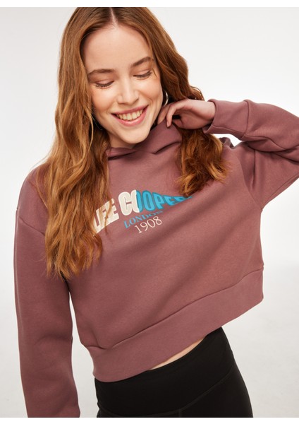 Kapüşon Yaka Gül Kurusu Kadın Sweatshırt 241 Lcf 241008 Zaye Gul Kurusu