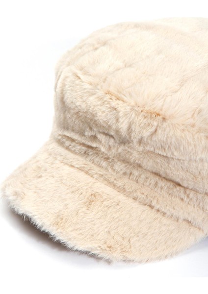Denizci Tipi Bej Peluş Teddy Kasket Şapka