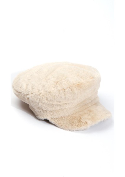 Denizci Tipi Bej Peluş Teddy Kasket Şapka