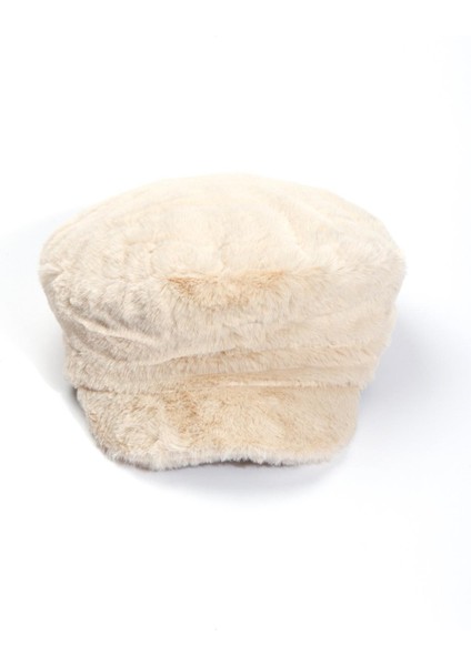 Denizci Tipi Bej Peluş Teddy Kasket Şapka