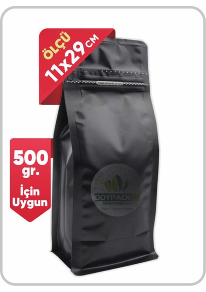Mat Siyah Kilitli Flat Bottom 11X29 (500 Gr.) - 50 Adet