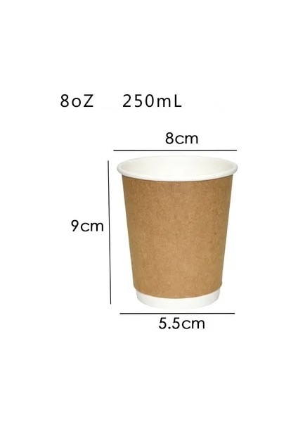 8oz 100 Adet/paket 4/8/12OZ Tek Kullanımlık Kahve Fincanı Kraft Kağıt Bardak Çift Katmanlı Kağıt Bardak Sıcak Içecek Bardağı Özelleştirme Kabul (Yurt Dışından)