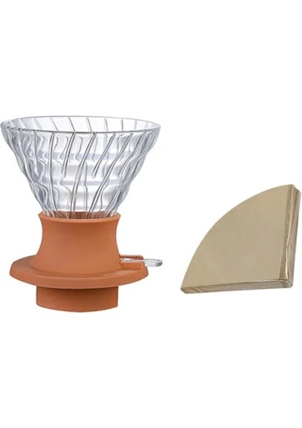 Orange V60 Kahve Seti Cam Cezve Kahve Filtreli Fincan Kahve Filtre Kağıdı Kalınlaşmış Cam Filtre Cezve Cam (Yurt Dışından)