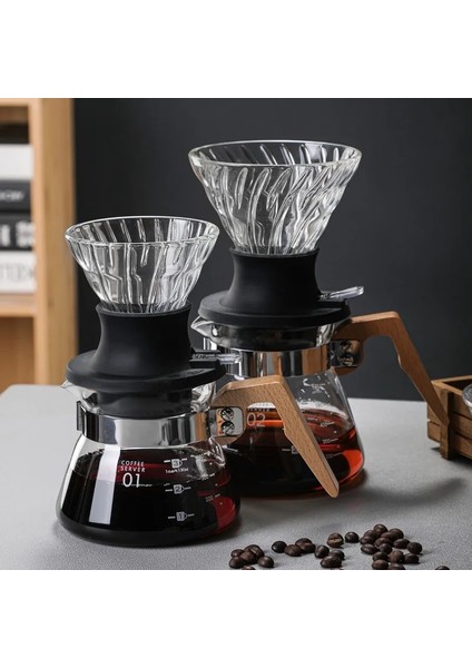Orange V60 Kahve Seti Cam Cezve Kahve Filtreli Fincan Kahve Filtre Kağıdı Kalınlaşmış Cam Filtre Cezve Cam (Yurt Dışından)