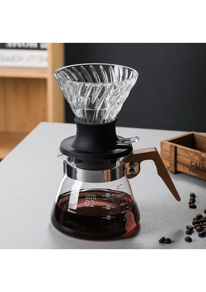 Orange V60 Kahve Seti Cam Cezve Kahve Filtreli Fincan Kahve Filtre Kağıdı Kalınlaşmış Cam Filtre Cezve Cam (Yurt Dışından)