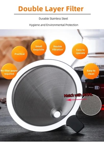400ML Kahve Makinesi Üzerine Dökün 400/600/800/1000ML Yeniden Kullanılabilir Paslanmaz Çelik Filtre Kahve Damlatıcı, Haşlanma Önleyici Ahşap Saplı (Yurt Dışından)