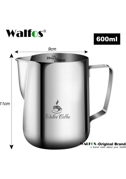 Walfos 600 ml Walfos Tarzı Espresso Kahve Süt Kupalar Bardak Tencere Sürahi Kolu Zanaat Kahve Çelenk Fincan Latte Sürahi Kalınlaşmış Paslanmaz Çelik (Yurt Dışından)