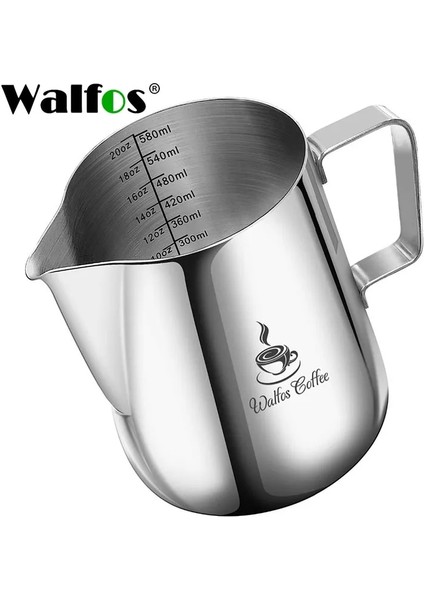 Walfos 600 ml Walfos Tarzı Espresso Kahve Süt Kupalar Bardak Tencere Sürahi Kolu Zanaat Kahve Çelenk Fincan Latte Sürahi Kalınlaşmış Paslanmaz Çelik (Yurt Dışından)