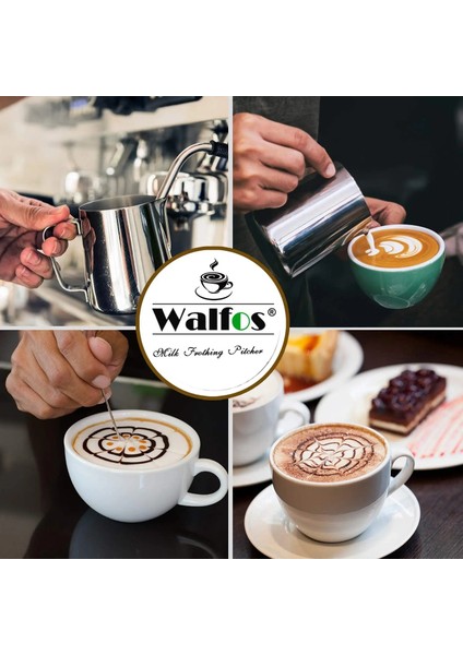 Walfos 600 ml Walfos Tarzı Espresso Kahve Süt Kupalar Bardak Tencere Sürahi Kolu Zanaat Kahve Çelenk Fincan Latte Sürahi Kalınlaşmış Paslanmaz Çelik (Yurt Dışından)