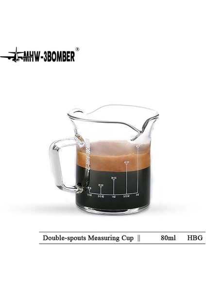Ölçü Kabı 80ML 80ML Espresso Bardağı Ölçü Kabı Ons Ölçü Sürahileri Çift Ağızlı Kahve Fincanı Isıya Dayanıklı Saplı Şeffaf Ölçekli Süt Bardakları (Yurt Dışından)