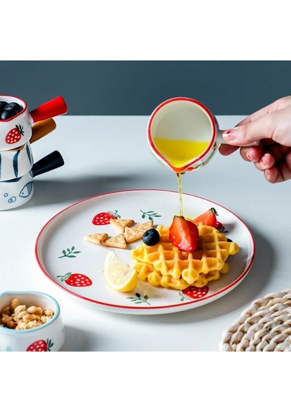 G 50 ml Seramik Kahve Süt Kreması Servis Sürahi Sos Dağıtıcı Saplı Süt Bal Kreması Sürahi Mutfak Ekmek Tost Kahvaltı Için (Yurt Dışından)