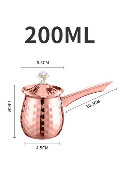 P 200ML Türk Cezvesi Cezve Ibrik Paslanmaz Çelik Uzun Saplı Dubai Cezve Süt Tereyağı Eritme Sürahisi 200/400/600 ml (Yurt Dışından)