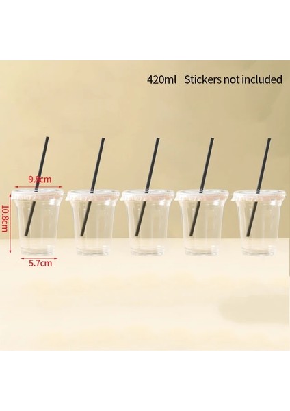 5 Adet 420ML Içme Saman Kapaklı Bardak Tek Kullanımlık Kahve Fincanı Soğuk Içecek Şişeleri Içecekler Bardak Ev Ofis Partisi Için Pet 420ML/500ML/530ML (Yurt Dışından)