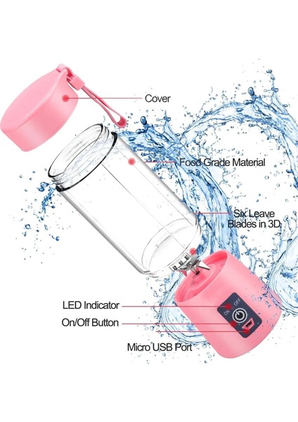 Mavi Taşınabilir Mini Elektrikli Meyve Sıkacağı USB Şarj Meyve Portakal Limon Blender Smoothie Milkshake Makinesi Mutfak Otomatik Taze Sıkacağı (Yurt Dışından)