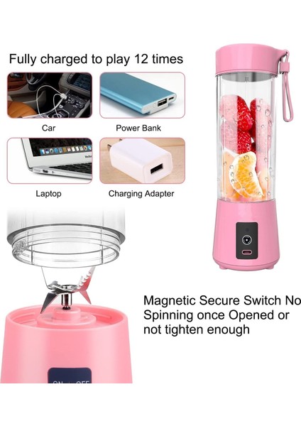 Mavi Taşınabilir Mini Elektrikli Meyve Sıkacağı USB Şarj Meyve Portakal Limon Blender Smoothie Milkshake Makinesi Mutfak Otomatik Taze Sıkacağı (Yurt Dışından)