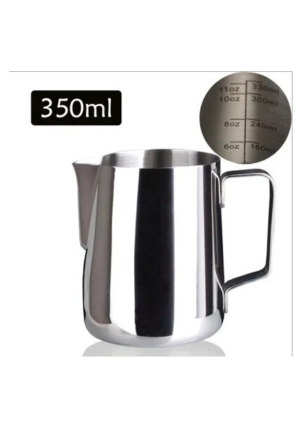 350ML Gümüş Paslanmaz Çelik Süt Köpürtme Sürahisi Sürahi Espresso Buharda Pişirme Sürahi Cappuccino ve Latte Sanat Için Ölçekli (Yurt Dışından)