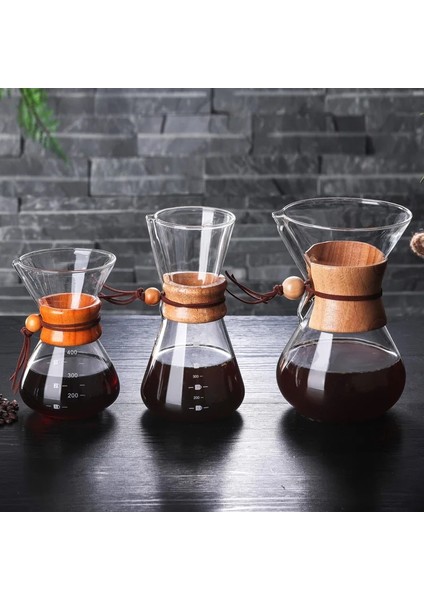 Filtreli 400ML 400ML/2 Fincan Isıya Dayanıklı Cam Espresso Kahve Makinesi Huni Tarzı Makine Üzerine Dökün Filtre Kabı Ahşap Saplı Yeniden Kullanılabilir (Yurt Dışından) modelleri