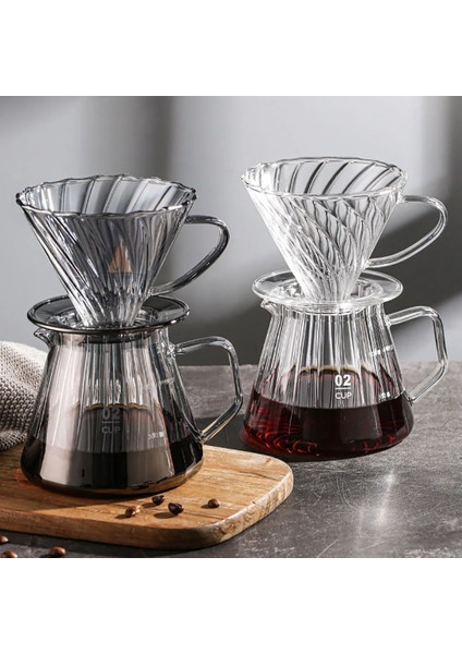1 Adet Şeffaf-A 400/600ML Coffeeware Seti Damlatıcı Cezve Kahve Sunucusu Kahve Makinesi Bira 1-2 Adet Cam Bardak Filtre Bardak Huni Damla Kahve Seti (Yurt Dışından)