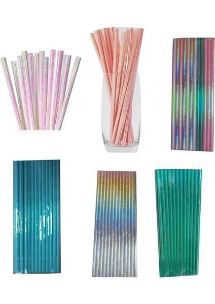 Açık Mavi Sedefli - Bronzlaştırıcı Kağıt Pipet Pembe Yeşil Degrade - Film Pipet (Yurt Dışından) fiyatları
