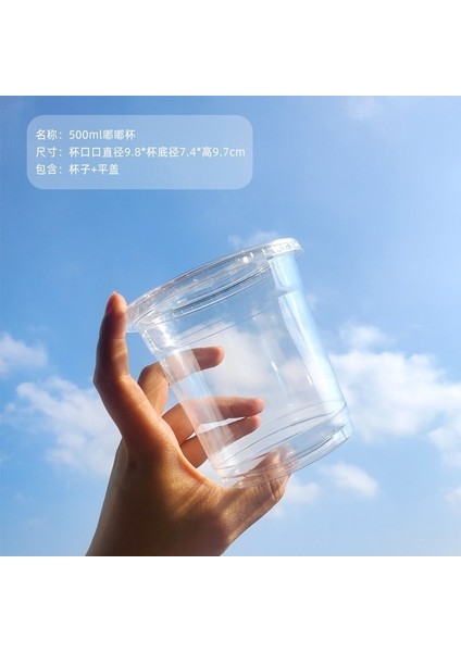 500ML Kapaklı Bardak-A 50 Adet 50/set Net Kırmızı Tek Kullanımlık 98 Kalibre Pet Soğuk Içecek Bardağı 360ML/500ML Buz Kahve Fincanı Kabarcık Çay Bardağı Dondurma Tatlı Kapaklı Bardak (Yurt Dışından)