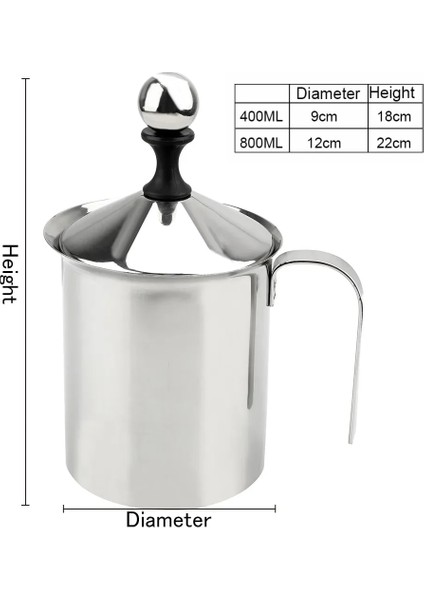 800ML 400/800ML Paslanmaz Çelik Manuel Süt Köpürtücü Süt Kreması Köpük Örgü Kahve Makinesi Mutfak Gereçleri Çift Örgü Köpürtücü (Yurt Dışından) modelleri