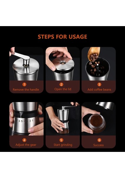 6 Vitesli Kahve Değirmeni Ev Taşınabilir Manuel Kahve Değirmeni El Kahve Değirmeni Seramik Çapaklar ile 6/8 Ayarlanabilir Ayarlar Taşınabilir El Krank Araçları (Yurt Dışından) fırsatları