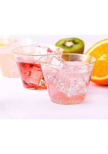 Altın 25 Adet Yuvarlak Tatlı Bardak Plastik Şeffaf Mousse Bardak Shot Bardakları Doğum Günü Partisi Dekoru (Yurt Dışından)