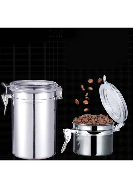 Siyah 1500 ml Paslanmaz Çelik Hava Geçirmez Kahve Kavanoz Teneke Kutu 700 ML/1400 ml Kahve Çekirdekleri Çay Kahve Konteyner Saklama Kabı Kaşıkla Set (Yurt Dışından) fiyatları