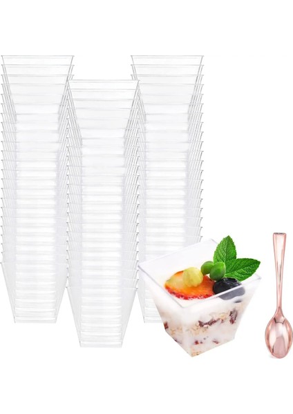 Bardak 100 Adet 100 Paket 2 Oz Mini Tatlı Bardak Parti Için Küçük Plastik Tatlı Bardak Puding Meyve Dondurma Için Tek Kullanımlık Tatlı Shooter Bardak (Yurt Dışından)