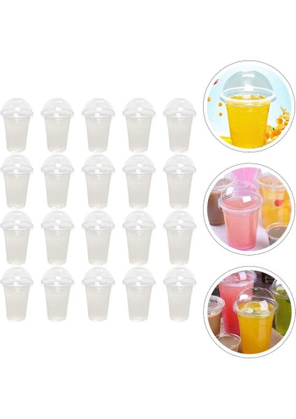 10.5x9.5x9.5cm 30 Takım Içecek Meyve Suyu Fincanı Şeffaf Kahve Fincanları Kapakları Şeffaf Içecek Ambalaj Tek Kullanımlık Plastik Soğuk Abs Paketi Çocuk Sütü (Yurt Dışından)
