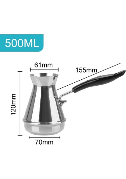 500ML Mutfak Gereçleri Avrupa Uzun Saplı Moka Pot Tereyağı Eritme Potası Kahve Eşyaları Türk Cezvesi Paslanmaz Çelik (Yurt Dışından)