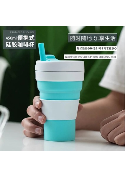 Stil 1 450ML Kahve Fincanı Termal Çay Kupa Termo Espresso Chicaras Silikon Katlanabilir Su Cep Teleskopik Şişe Pipetli Taşınabilir 450ML (Yurt Dışından)