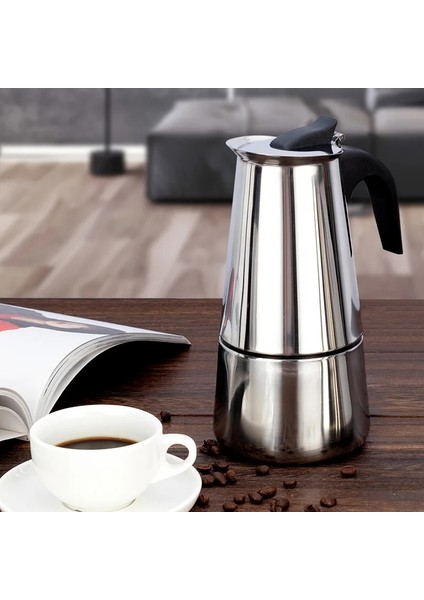 B-300 ml Sıcak Satış 450 ML/600 ml Espresso Makinesi Moka Pot 304 Paslanmaz Çelik Latte Percolator Ofis Aile Partisi Sekizgen Kahve Sürahisi (Yurt Dışından) fırsatları