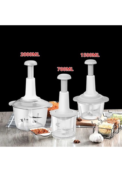2000 ml Manuel Sebze Öğütücü Basın Tipi Ev Sarımsak Et Kesici Öğütücüler Çırpma Karıştırıcı Mutfak Çok Fonksiyonlu Mutfak Robotu Aracı (Yurt Dışından)