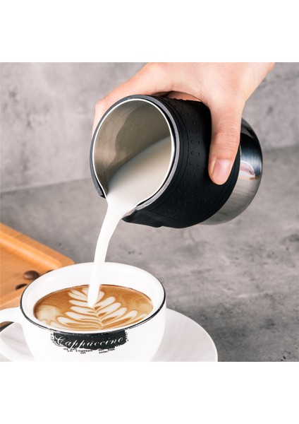 Silikon Kavrama Pedleri 350 ml Paslanmaz Çelik Silikon Süt Köpürtme Sürahi Espresso Kahve Barista Craft Latte Cappuccino Süt Krema Köpürtücü Bardak Sürahi Yapımcısı (Yurt Dışından)