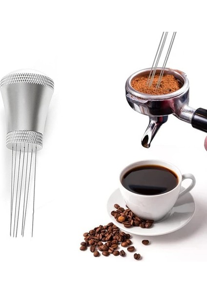 Siyah Wdt Aracı Kahve Karıştırıcı 8 Pin Wdt Espresso Dağıtım Aracı Bez Tozu Karıştırıcı Iğne Dağıtıcı Standı ile (Yurt Dışından)