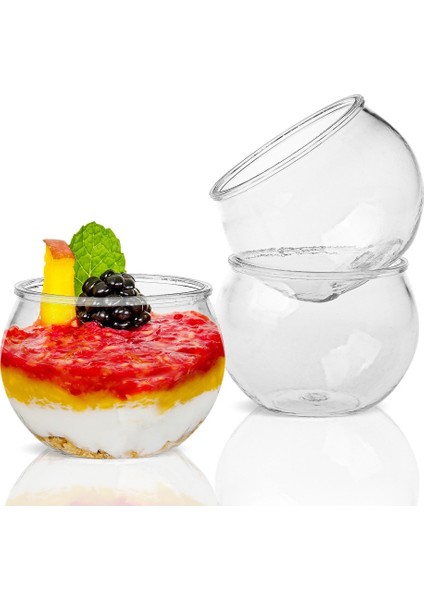50 Adet Kek Bardak Sıcak Mini Yuvarlak Top Tatlı Plastik Bardak Restoran Otel Tek Kullanımlık Sofra Çevre Dostu Piknik Drinkware Mousse Kutusu Jöle Kavanoz (Yurt Dışından)