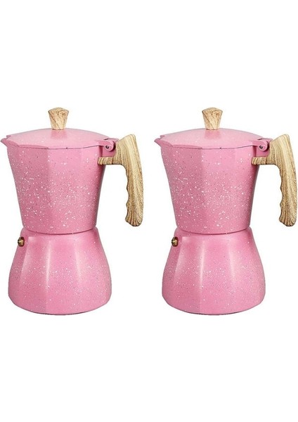 Pembe 2x Soba Üstü Espresso Makinesi - Moka Pot Kahve Makinesi Gazlı Veya Elektrikli Soba Üstü - 3 Bardak Espresso Shot Makinesi (Yurt Dışından)