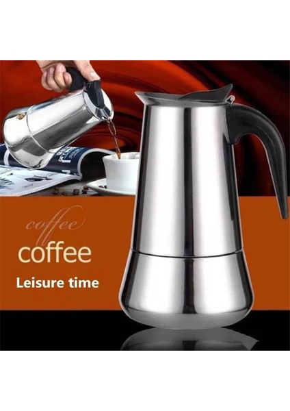 450ML-A Avrupa Tarzı Espresso Makinesi Moka Cezve Paslanmaz STEEL304 Latte Percolator 12 BARDAK/600 Mililitre Cappuccino Cafe Pot (Yurt Dışından) indirimleri