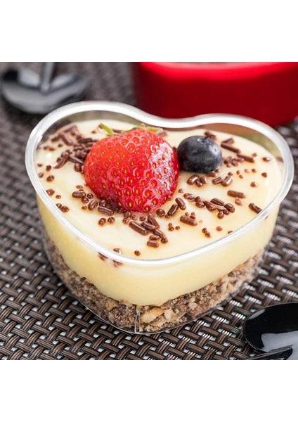 25 Adet 25 Adet 120 ml Kalp Şeklinde Plastik Yoğurt Tatlı Mini Porsiyon Kabı (Yurt Dışından)