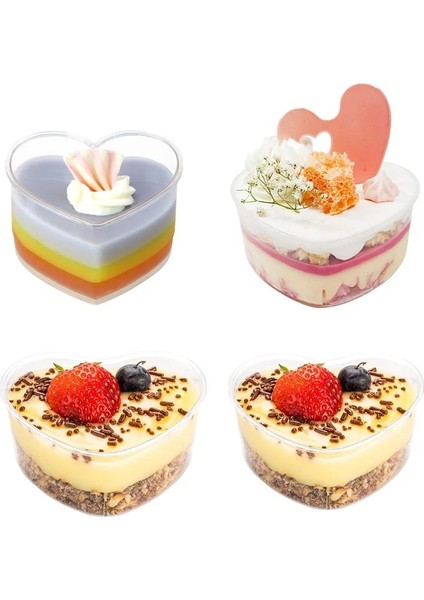 25 Adet 25 Adet 120 ml Kalp Şeklinde Plastik Yoğurt Tatlı Mini Porsiyon Kabı (Yurt Dışından) fiyatları