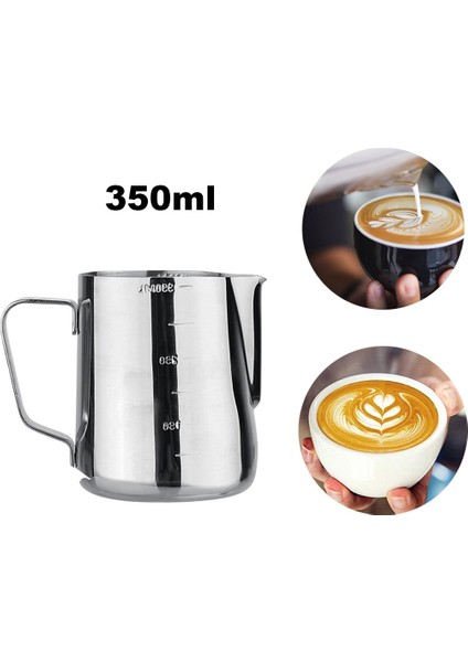 350ML 350ML Paslanmaz Çelik Kahve Süt Köpürtme Sürahi Frother Sürahi Ölçüm Fincan Espresso Cappuccino Latte Sanat Buharda Pişirme Sürahi (Yurt Dışından)