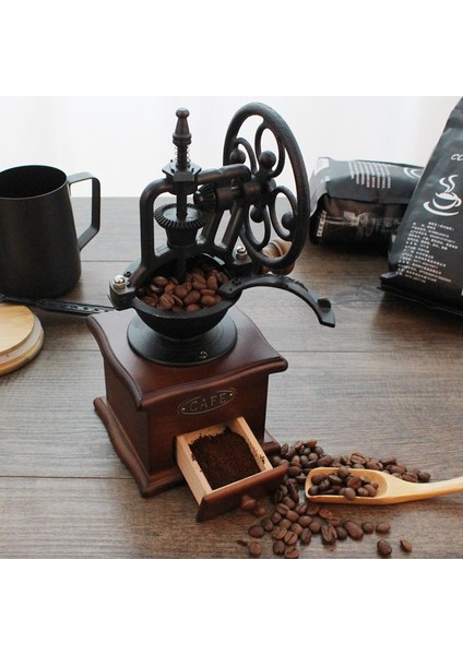 Manuel Kahve Değirmeni Ahşap Kahve Çekirdeği Değirmeni Taşlama Dönme Dolap Retro El Yapımı Krank Kahve Makinesi Ev Mutfak Aletleri Için (Yurt Dışından)