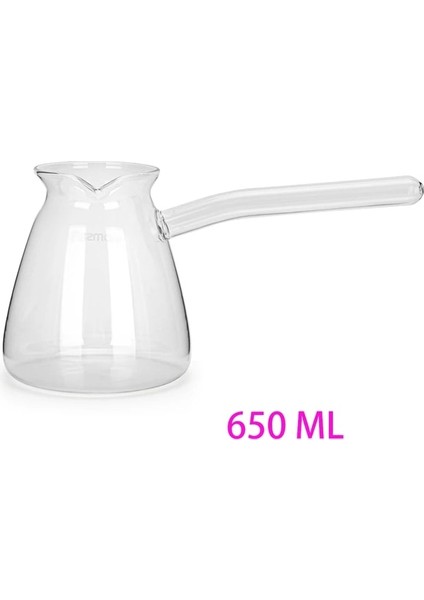650 ml Isıya Dayanıklı Cam Türk Cezve 500/650 ml Türk Manuel Kahve Makinesi Şeffaf Espresso Kahve Su Isıtıcısı Makinesi Çay (Yurt Dışından)