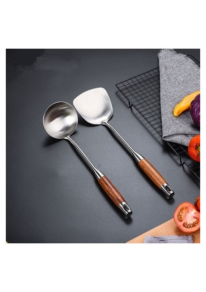 Stil 8 304 Paslanmaz Çelik Gülağacı Ahşap Saplı Mutfak Eşyaları Spatula Kürek Kevgir Ahçı Kaşığı Mutfak Eşyaları Mutfak Eşyası Turner Seti (Yurt Dışından)
