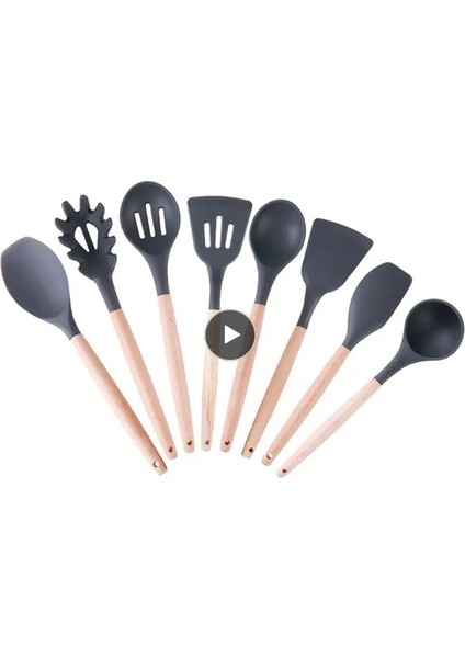08 Yapışmaz Isıya Dayanıklı Spatula Silikon Spatula Pişirme 2023 Silikon Pişirme Gereçler Seti Mutfak Spatula Çorba Kaşığı Kevgir (Yurt Dışından)
