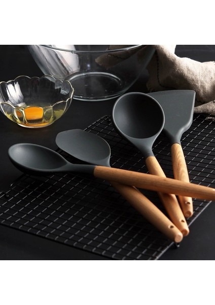 08 Yapışmaz Isıya Dayanıklı Spatula Silikon Spatula Pişirme 2023 Silikon Pişirme Gereçler Seti Mutfak Spatula Çorba Kaşığı Kevgir (Yurt Dışından)