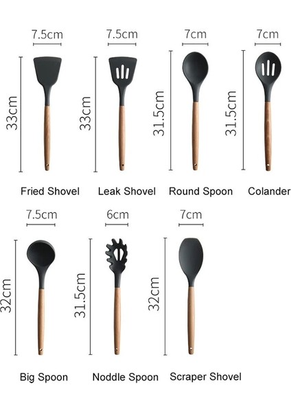 08 Yapışmaz Isıya Dayanıklı Spatula Silikon Spatula Pişirme 2023 Silikon Pişirme Gereçler Seti Mutfak Spatula Çorba Kaşığı Kevgir (Yurt Dışından)